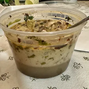 Tom kha soup. Supposed to be vegetable, had nothing but mushrooms in it.