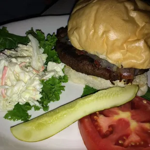 Bacon Bleu Cheese Burger with Homemade Coleslaw