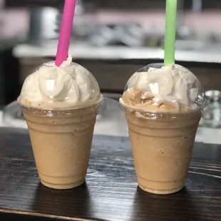 Mocha and caramel frappes