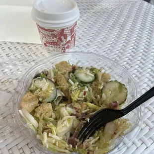 Aimee salad and chai latte