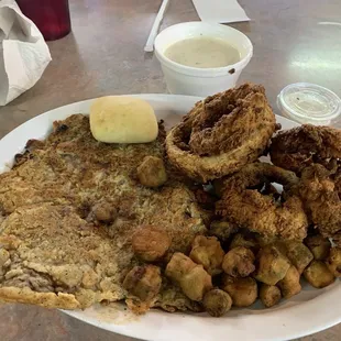 The chicken fry was well worth the drive from Abilene! Okra and rings were great!