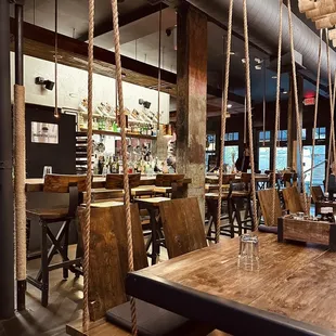 Dining area w/ bench swings