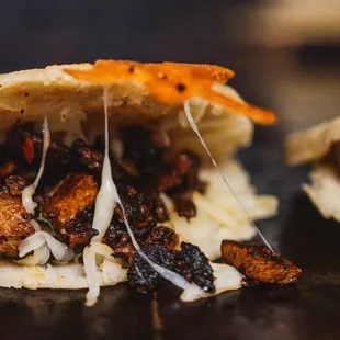 the inside of a taco