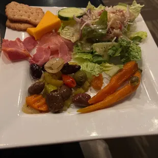 Assorted cheeses and salads