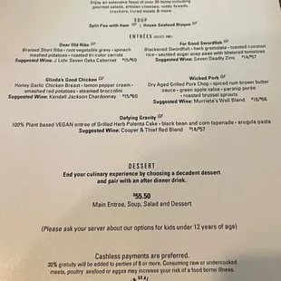 menu