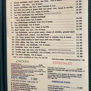 menu