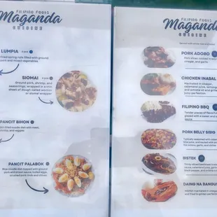the menu of the restaurant