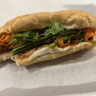Char Sui Bahn Mi (with a bite missing because it smelled so good).