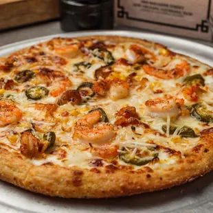 Shrimp and Jalapeno gourmet pizza