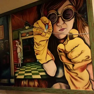 Won this at an auction benefit and couldn't be happier with the frame job! Matches the door frames in the painting perfectly.