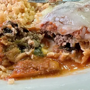 Poblano Chile Relleno with ground beef.