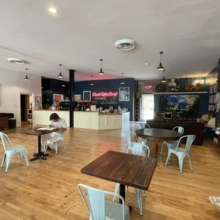 a woman sitting at a table