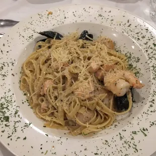 Fettuccine and seafood