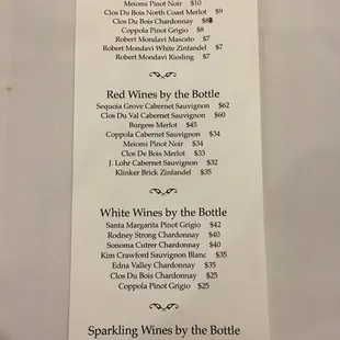 Impressive wine list