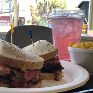 The Katz Meow on Rye with a side of Mac &amp; Cheese and a Cherry Cream