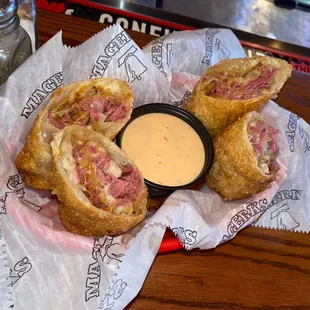 Reuben egg rolls