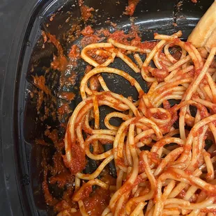 Spaghetti and Meatball:  ordered meat sauce, but there was no meat this time.  Sauce was kind of sour and not good as it usually is.