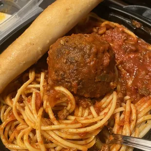 Spaghetti and Meatball with Meat Sauce - the way it is intended to be served.  Delicious!!!