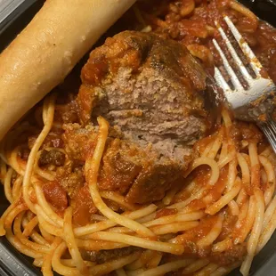 Spaghetti and Meatball with Meat Sauce - the way it is intended to be served.  Delicious!!!