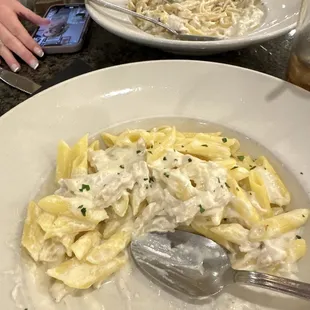 Chicken Alfredo and Gluten Free Chicken Alfredo.