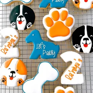 a variety of decorated cookies
