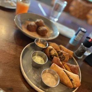 two plates of food on a table