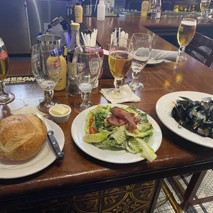 Ceaser salad, and some mussels