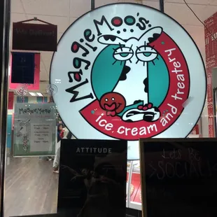 a sign in the window