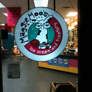 a sign in the window