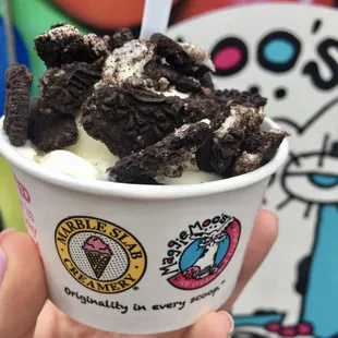 sweet cream and oreo cookie from their truck in centennial park