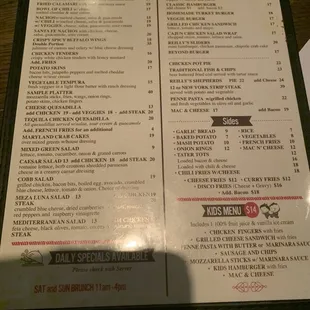 menu