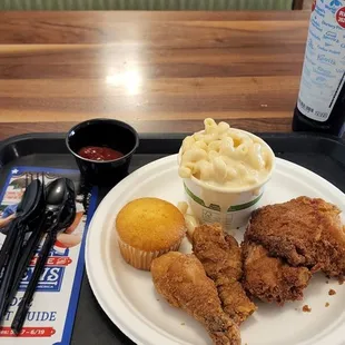Chicken plate with mac and cheese. Drinks not included