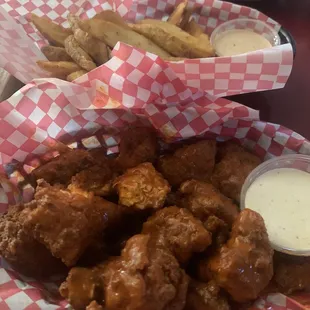 Chicken poppers and wedges