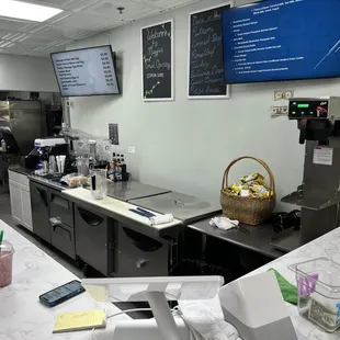 Open clean counter and kitchen