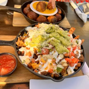 Carne asada fries and Pretzels Puffs