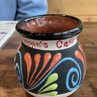 My decaffeinated coffee served in this beautiful hand painted coffee mug