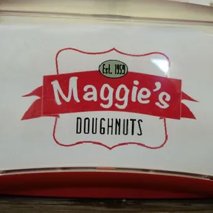 a close up of a doughnut box