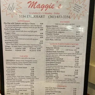 menu