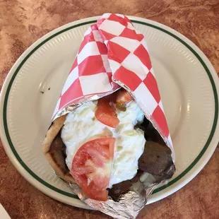 Lang Gyro with house made Tzatziki sauce. Perfect!