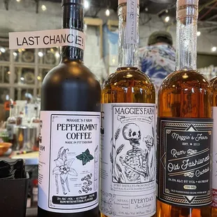 three bottles of rum