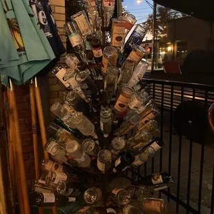 a tree made out of bottles