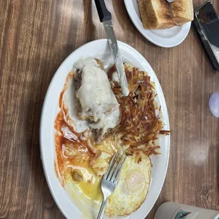 Chicken Fried Steak, 2 Eggs Breakfast