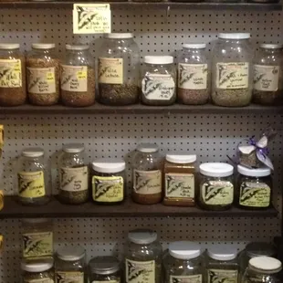 Some of the bulk goods in stock at Maggie's Pharm.