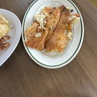 Hash browns on the well crisp side.