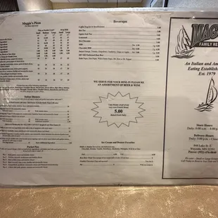 Front of menu