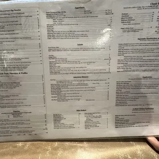 Back of menu