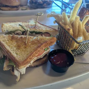 Turkey club  with fries