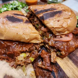 Torta al Pastor.  Look at that cheese skirt!