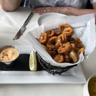 Fried Calamari with spicy peppers