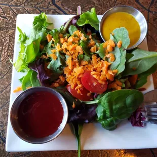 Side Salad with Mango Vinaigrette and Pomegranate Vinaigrette: delicious, sweet, fruit dressings